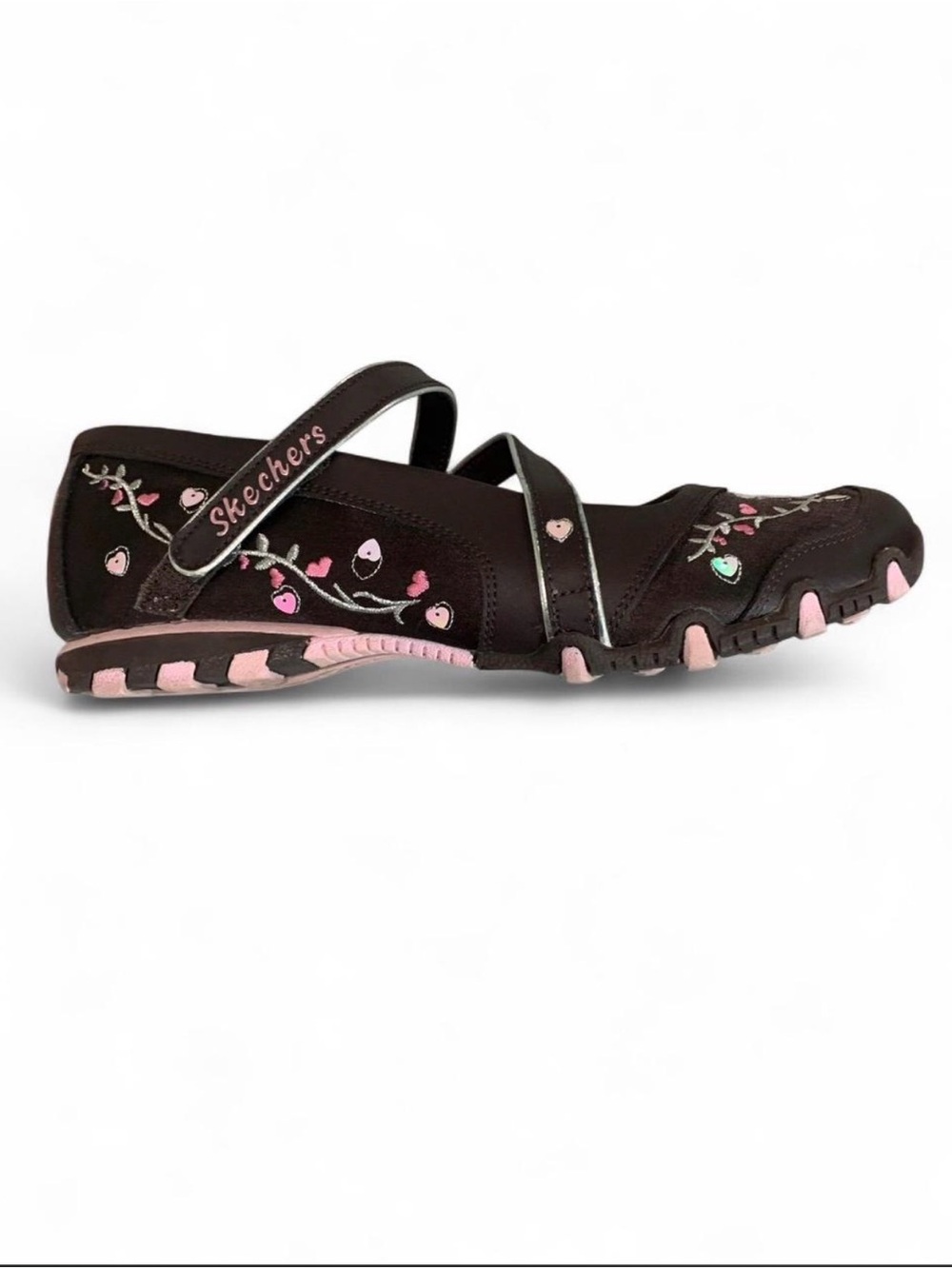 Skechers Brown and Pink Embroidered Mary Jane Clog